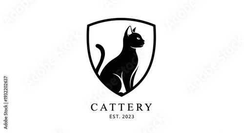 Black Cat Silhouette Logo Design Element.