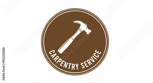 Carpentry Service Logo with Hammer Icon.