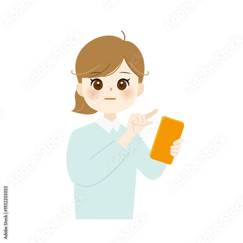 スマホを操作する女性のイラスト02