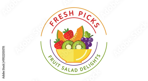 Colorful Fruit Salad Logo Design Element.