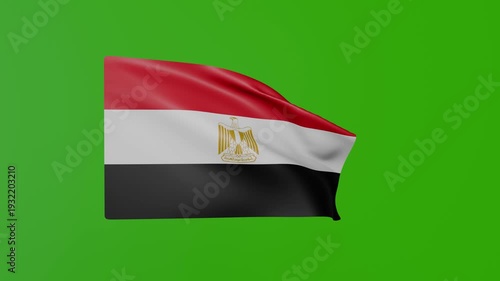 Flag of Egypt waving on green screen.	
