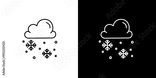 Cloud with snowflakes icons, weather symbol of snow and winter precipitation, vector illustration
