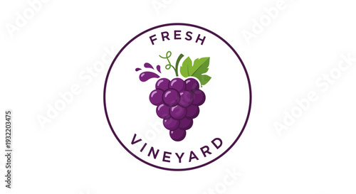 Fresh Vineyard Grapes Logo Design Element.