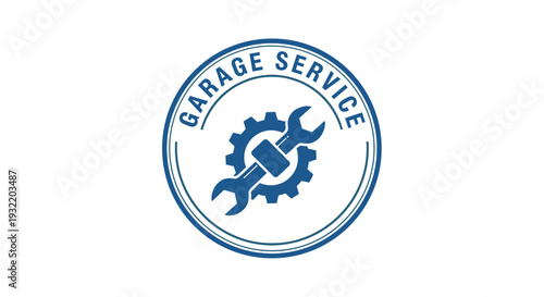 Garage Service Logo with Tools and Gear.