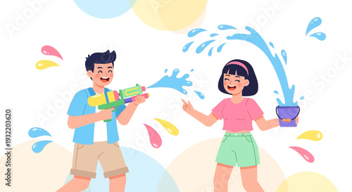 Man and Woman Playing with Water.