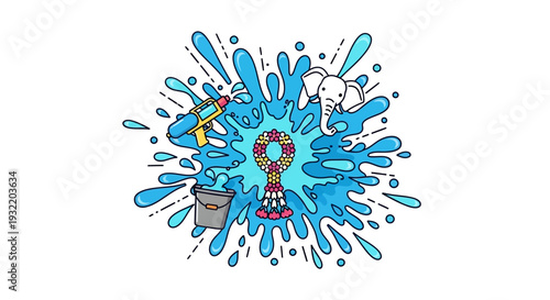 Paint Splatter with Chess Piece and Brush.