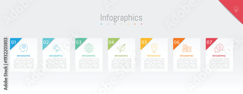 Infographic 7 options design elements for your business data. Vector Illustration.
