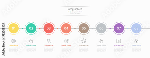 Infographic 8 options design elements for your business data. Vector Illustration.