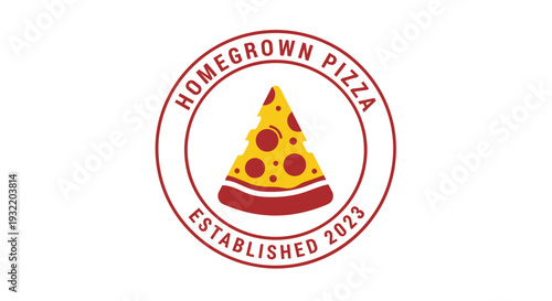 Homegrown Pizza Logo with Cheese Pizza Slice.