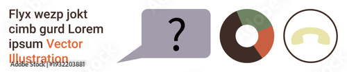 Communication, problem-solving, data visualization, telecommunication, customer support, networking. Question mark inside speech bubble, pie chart and telephone icon. Communication
