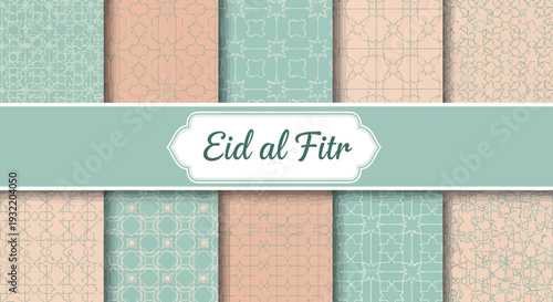 Eid al fitr decorative patterns seamless backgrounds various designs