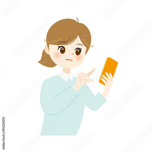 スマホを操作する女性のイラスト12