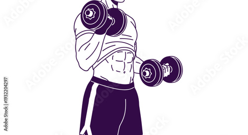 Man Lifting Dumbbells in Exercise Routine.