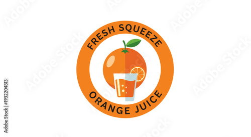Orange Juice Logo with Fresh Orange.