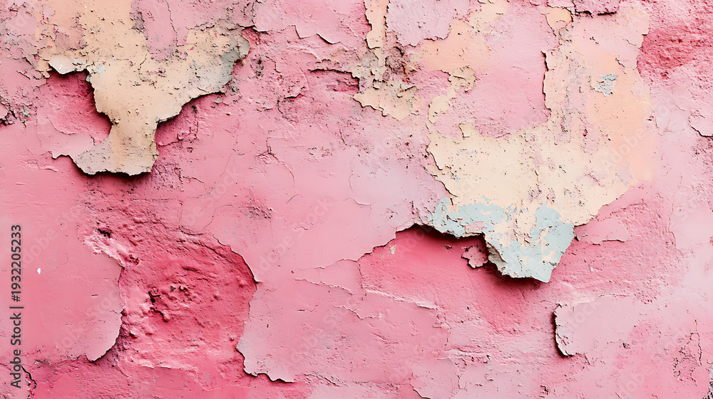 Obraz premium Peeling Pink Paint Texture Background Close Up with Rustic Artistic Detail.