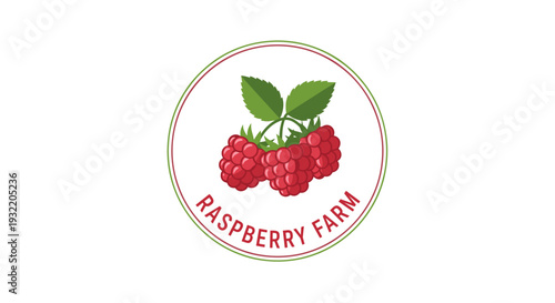 Raspberry Farm Logo with Fresh Raspberries.