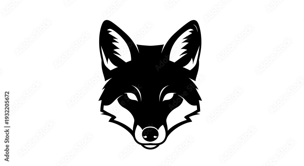 Fototapeta premium Stylized Black Fox Head Logo Design.
