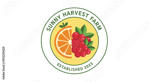 Sunny Harvest Farm Fruit Logo Design.