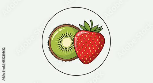 Strawberry and Kiwi Fruit Illustration.