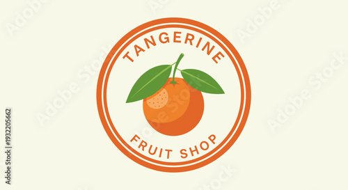 Tangerine Fruit Shop Logo Design Element.