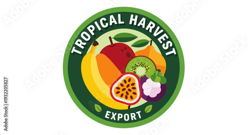 Tropical Fruits in Circular Logo Design.