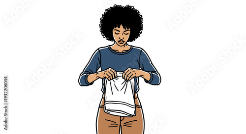 Woman Holding Plastic Bag with Smiling Face.