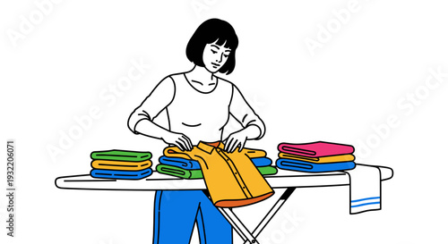 Woman Ironing Clothes on Ironing Board 1.
