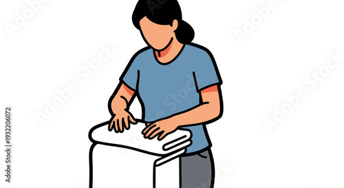 Woman Ironing Clothes on Ironing Board.