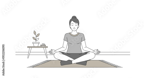 Woman Meditating in Lotus Position.
