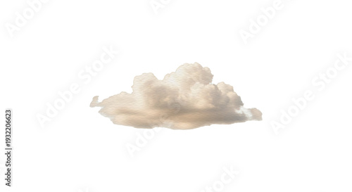 Isolated white cloud on transparent background, fluffy cumulus cloud illustration for weather design elements