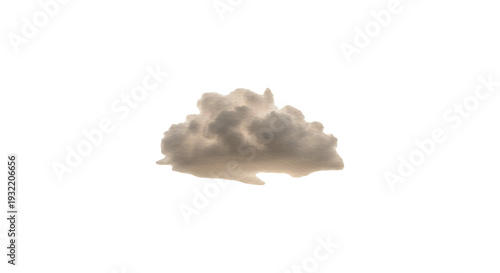 Isolated gray cloud on transparent background, watercolor style illustration for weather and nature designs