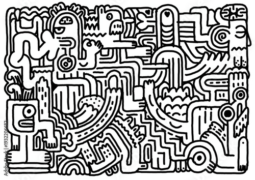 doodle hand drawn outline art icons and graphics funny