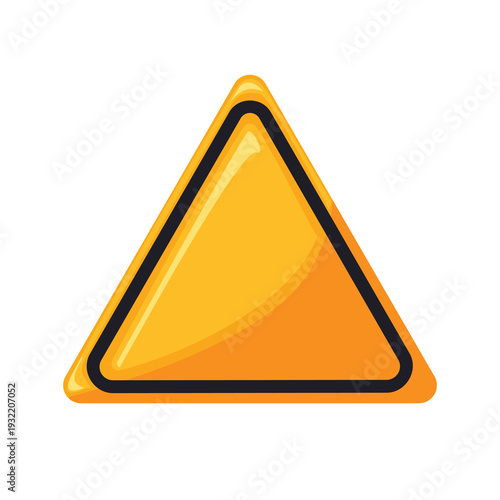 Empty yellow triangle warning sign, blank yellow triangular warning sign vector illustration, isolated on white background

