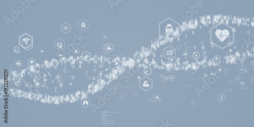 Cuadro en lienzo Futuristic CG illustration of cyberspace and genetic technology concept