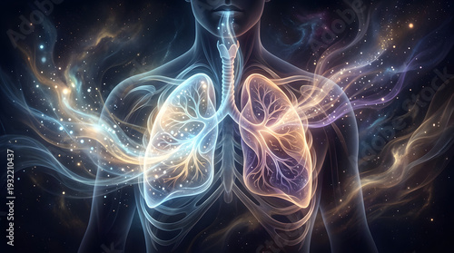 Abstract Human Lungs Illustration for Respiratory Health, Wellness, and Breathing Concept Background