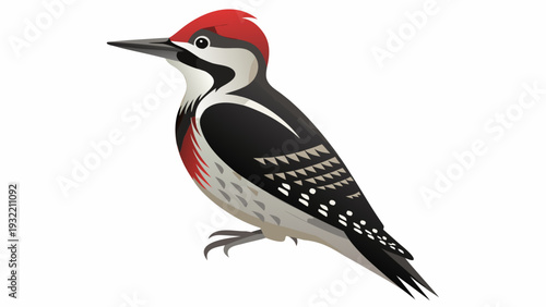 A colorful illustration of a red bellied woodpecker perched gracefully