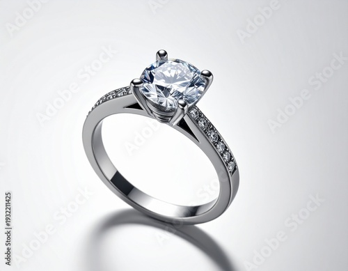 Luxury diamond engagement ring isolated on white background