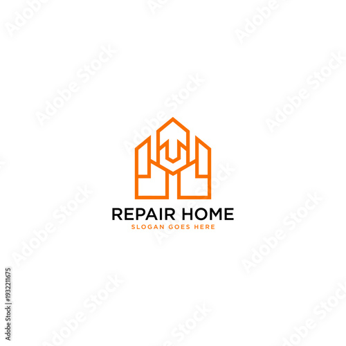 Home Repair and Renovation Logo with Wrench Tool Icon – House Maintenance Service Emblem Vector