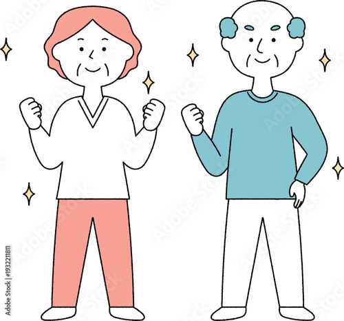 健康的な高齢者夫婦単色