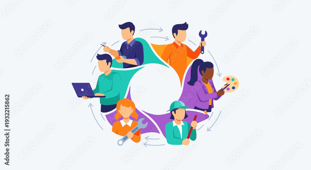 Obraz premium Diverse teamwork illustration collaboration and professionalism concept