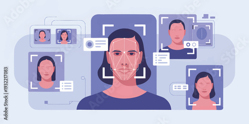 Biometric Face Recognition in Abstract Tech Style