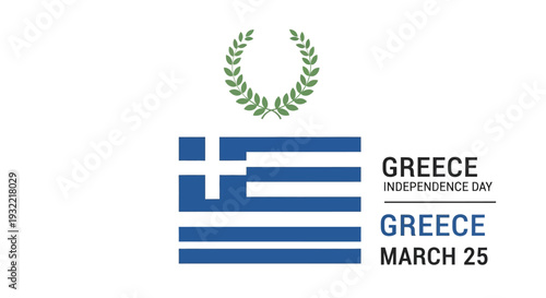 Greece Independence Day Flag with Laurel Wreath.