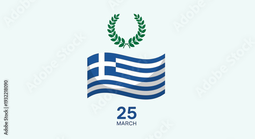 Greek Flag with Laurel Wreath Symbol 1.