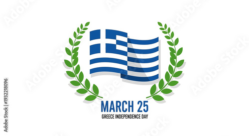 Greek Flag with Laurel Wreath March 25.