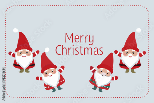 Festive christmas card featuring adorable gnomes and a cheerful message