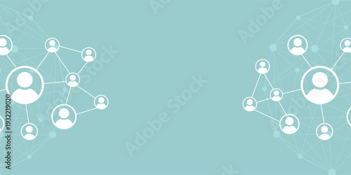 Social Network Connection Background. Online Business Networking Concept. Digital Community Network with Connected Profile Icon.