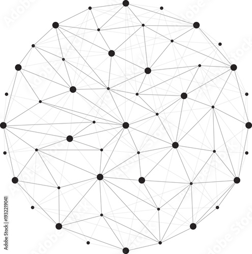 Global Network Connection. Social Media Network. Abstract Polygonal Technology Connected Dots And Line