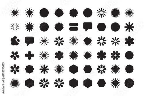 Minimalist black floral and geometric icons for contemporary digital layouts and branding projects pack