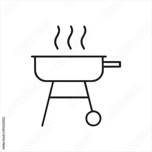 Charcoal Barbecue Grill Line Icon Vector On White Background