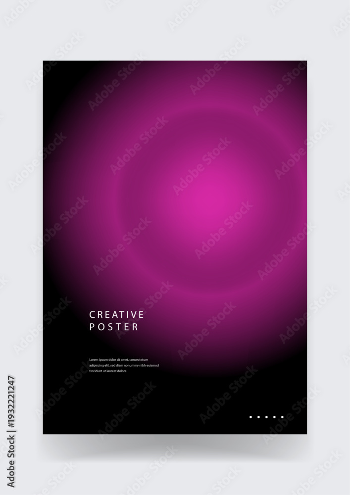 Fototapeta premium Elegant dark poster with a central deep purple and magenta radiant glow effect for a mysterious and sophisticated look
